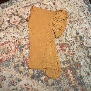 Gold Ruffle Sleeve V-neck Blouse